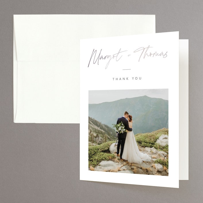 "Ethereal Names" - Wedding Thank You Cards in Plum by Carolyn MacLaren - Front