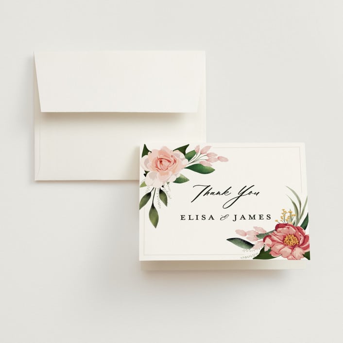"Blossom" - Wedding Thank You Cards in Blush by Susan Moyal - Front