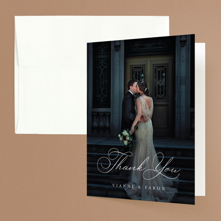 "Delicate Names" - Wedding Thank You Cards in Buttercream by Jessica Williams - Front