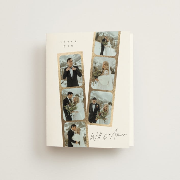 "Snapshots" - Wedding Thank You Cards in Pearl by Leah Bisch - Front