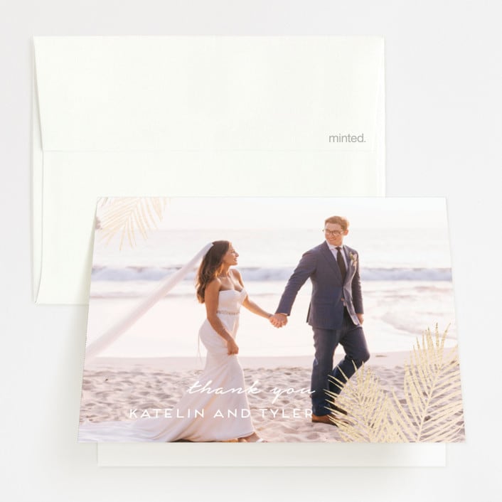 "Sea Crest" - Wedding Thank You Cards in Turquoise by Kaydi Bishop - Front