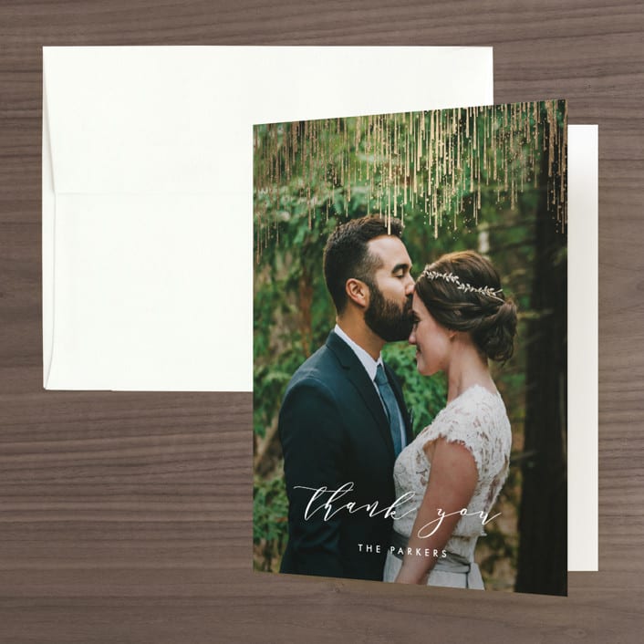 "Sparkle + Shine" - Wedding Thank You Cards in Golden by Kristie Kern - Front