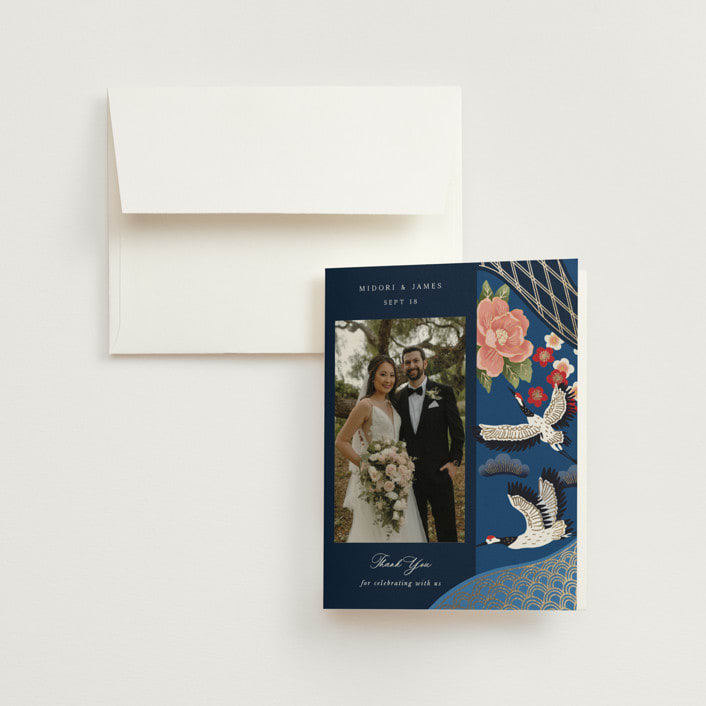 "kimono" - Wedding Thank You Cards in Ocean by Elly - Front