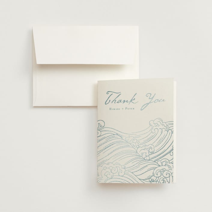 "waves" - Wedding Thank You Cards in Aqua by Jessie Steury - Front