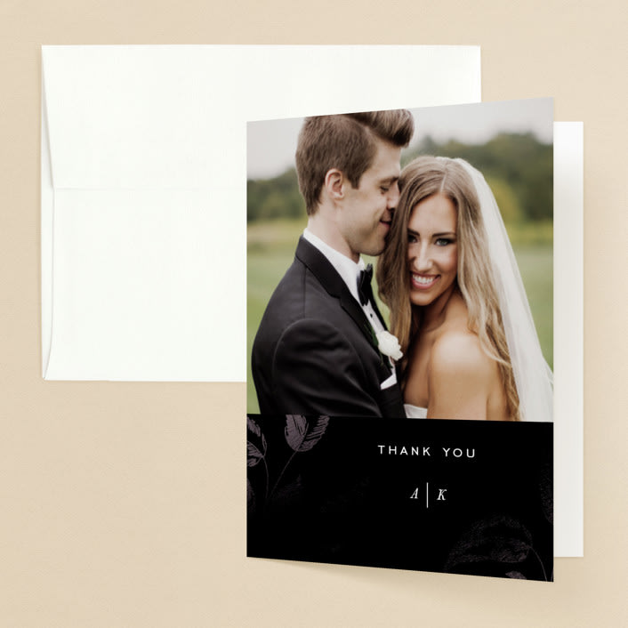 "Halcyon" - Wedding Thank You Cards in Tuxedo by Leah Bisch - Front