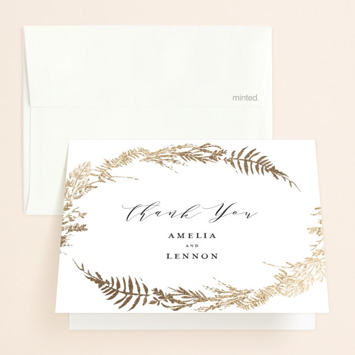 "Fresh Vines" - Wedding Thank You Cards in Fern by Susan Moyal - Front