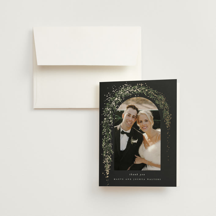 "winter garland" - Wedding Thank You Cards in Tuxedo by Leah Bisch - Front