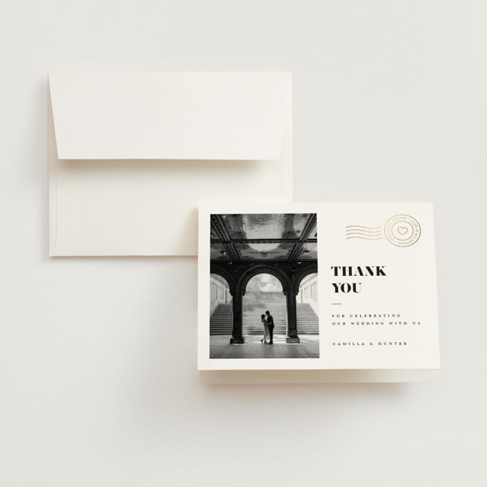 "Golden Stamp" - Wedding Thank You Cards in Snow by FRANI - Front