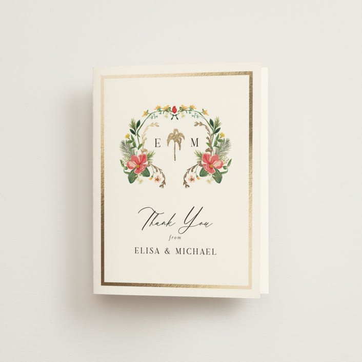 "Tropica" - Wedding Thank You Cards in Papaya by Susan Moyal - Front