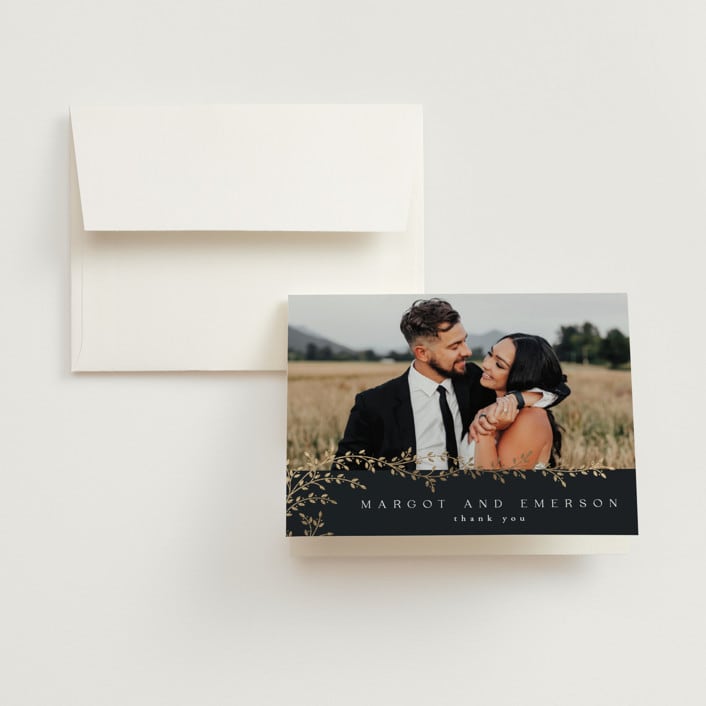 "Beautiful Chuppah" - Wedding Thank You Cards in Midnight by Ana de Sousa - Front