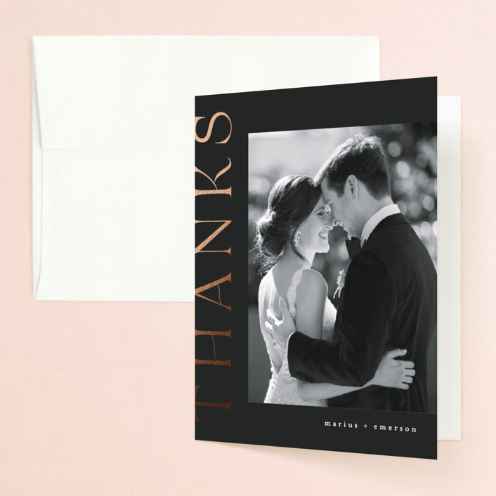 "Finley" - Wedding Thank You Cards in Graphite by Kristie Kern - Front