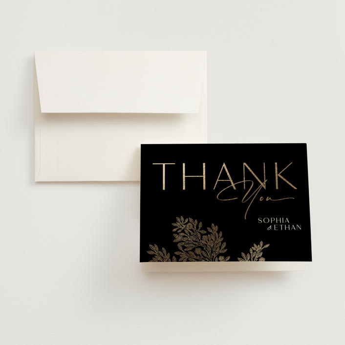 "Heirloom Branches" - Wedding Thank You Cards in Midnight by GeekInk Design - Front