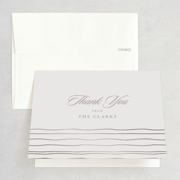 "Cascade" - Wedding Thank You Cards in Mist by Lori Wemple - Front