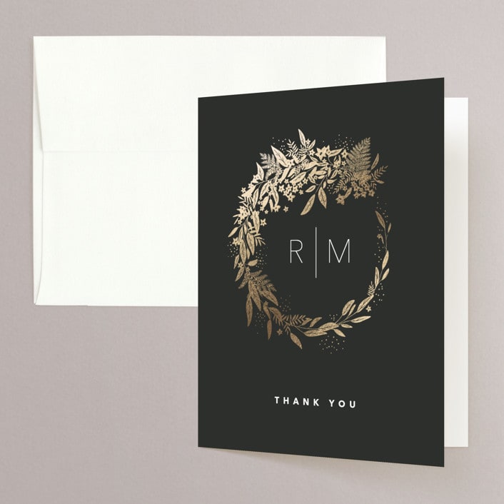 "Gather" - Wedding Thank You Cards in Ebony by Leah Bisch - Front