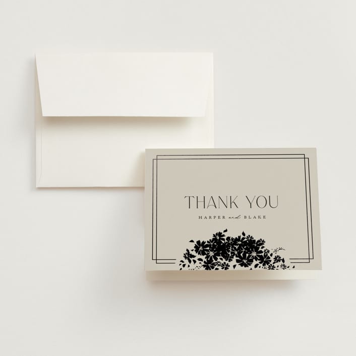 "Bouquet Toss" - Wedding Thank You Cards in Smoke by Robert and Stella - Front