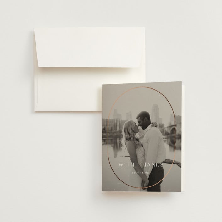 "Walnut" - Wedding Thank You Cards in Linen by Blustery August - Front