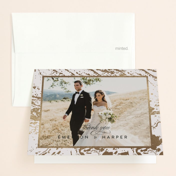 "Modern Marble" - Wedding Thank You Cards in Cloud by Kelly Schmidt - Front