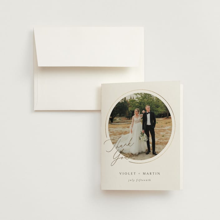 "Encircled Love" - Wedding Thank You Cards in Silk by Kelly Schmidt - Front