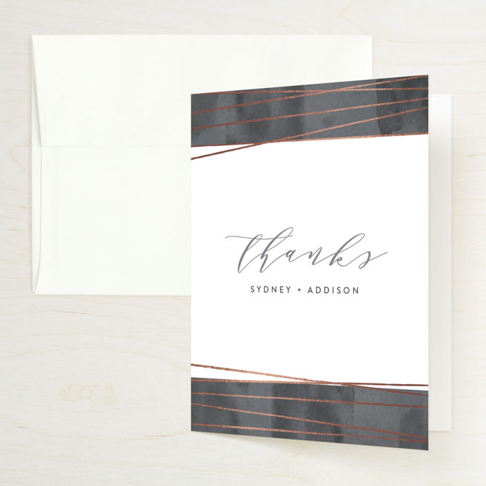 "Geo Chic" - Wedding Thank You Cards in Charcoal by Hooray Creative - Front