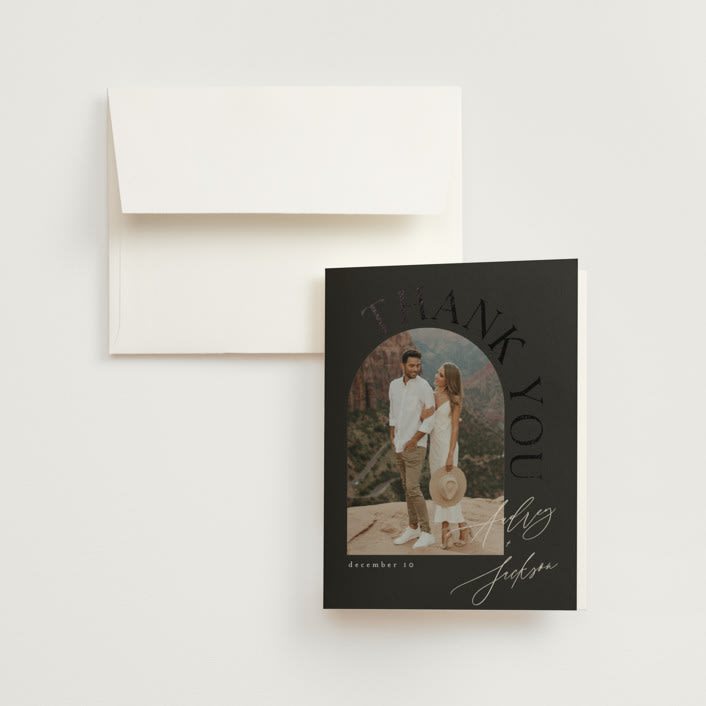 "The Arc" - Wedding Thank You Cards in Truffle by Vera Lim - Front