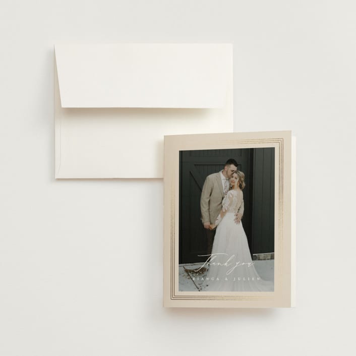 "Soleil" - Wedding Thank You Cards in Latte by Kristie Kern - Front