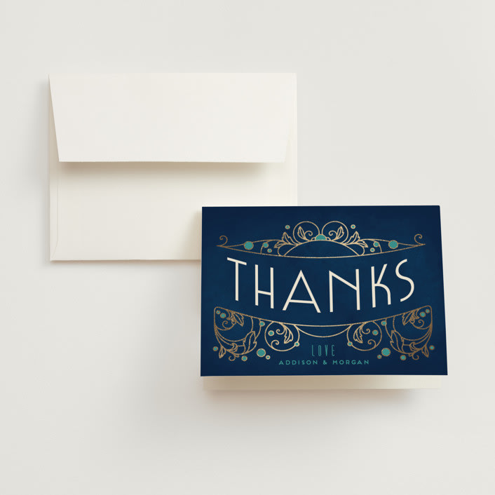 "Ornate Deco" - Wedding Thank You Cards in Goldenrod by GeekInk Design - Front