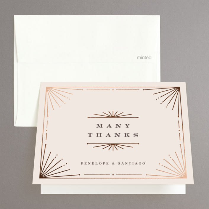 "Art Deco Border" - Wedding Thank You Cards in Blush by Hooray Creative - Front