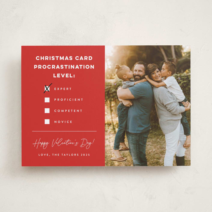 "Procrastination Expert" - Valentine's Day Cards in Poinsettia by Erica Krystek - Front