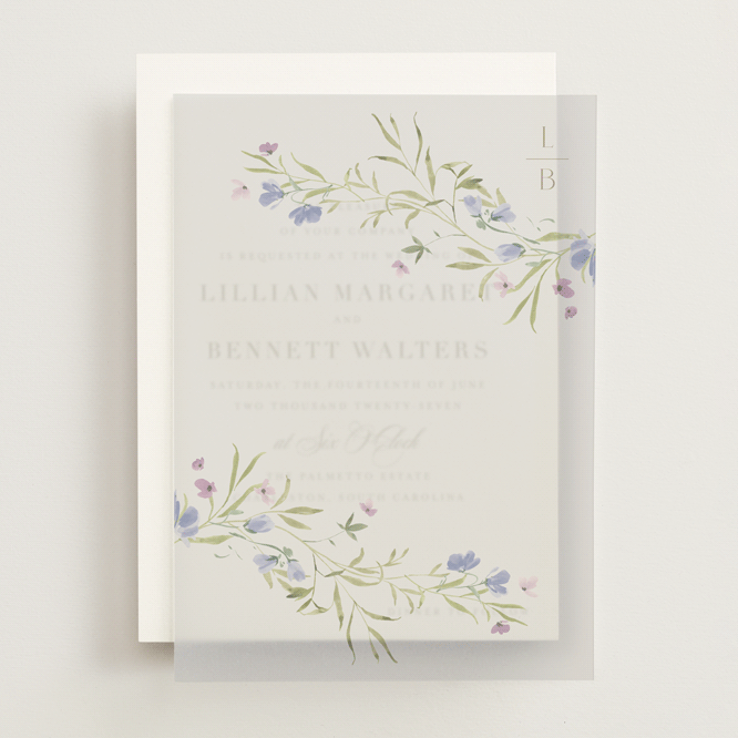 "Sweeping Meadow" - Vellum Overlays in Wisteria by Everett Paper Goods - Front