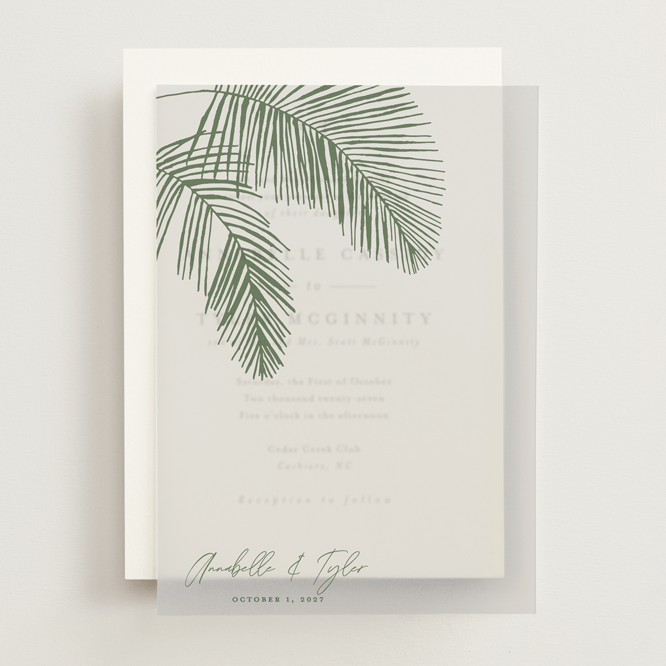 "Palm Arbor" - Vellum Overlays in Sage by Owl and Toad - Front
