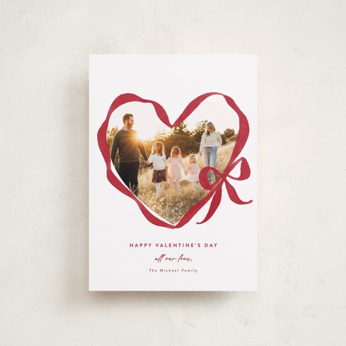 "ribbon bow heart" - Valentine's Day Cards in Cherry by Rebecca Durflinger - Front