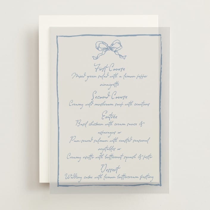 "ribbon bow drawing" - Vellum Menus in Canopy by Cass Loh - Front