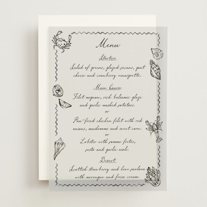 "Puglia" - Vellum Menus in Rock by Pati Cascino - Front