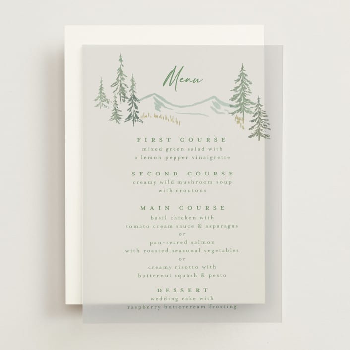 "Paradise" - Vellum Menus in Snowdrop by Petra Kern - Front