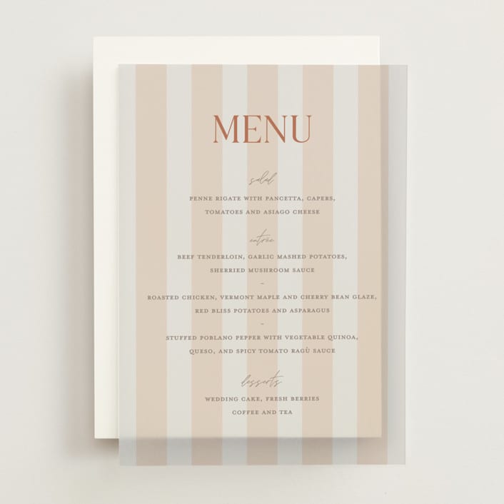 "Ambrosial" - Vellum Menus in Sunset by Pixel and Hank - Front