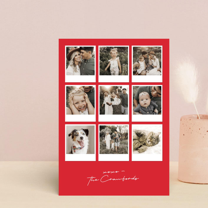 "Polaroid Page" - Valentine's Day Cards in Crimson by Lisa McLean - Front