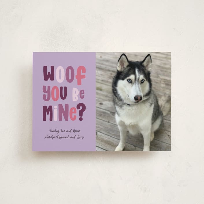 "Woof you be mine?" - Valentine's Day Cards in Lavender by Randi Cirelli - Front