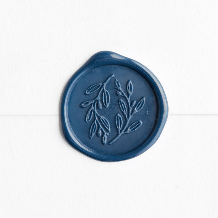 "Olive Wreath in Navy | Maurelle Calligraphy x Artisaire (pack of 25)" - Wax Seals, Pack of 25 in Navy Blue by Minted - Wax Seal Front