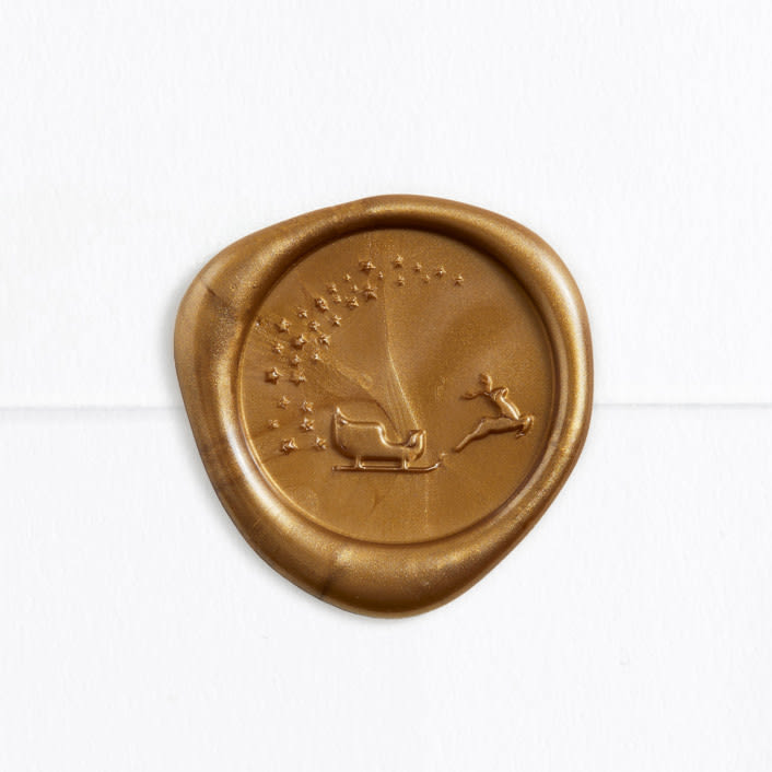 "Sleigh Wax Seal in Gold (pack of 25)" - Wax Seals, Pack of 25 in Antique Gold by Melissa Egan of Pistols - Wax Seal Front