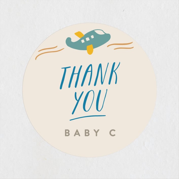 "Adventure Begins" - Baby Shower Stickers in Blue Jay by Creo Study - Close-Up