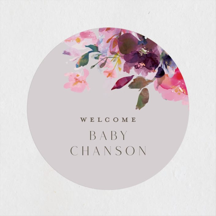"Blooms" - Baby Shower Stickers in Rose by Lori Wemple - Close-Up