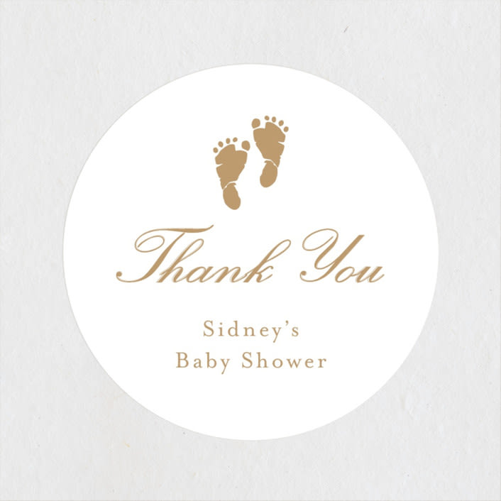 "Footprint" - Baby Shower Stickers in Golden by Stacey Meacham - Close-Up