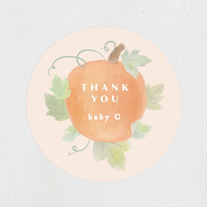"Lil Pumpkin" - Baby Shower Stickers in Blush by Creo Study - Close-Up