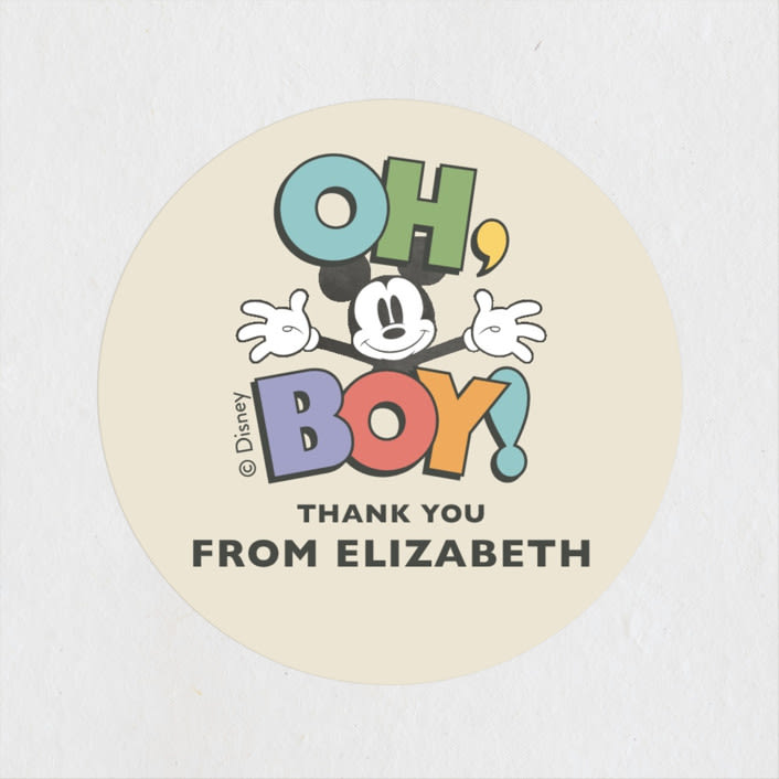 "Disney's Mickey Mouse Oh, Boy!" - Baby Shower Stickers in Natural by Heather Schertzer - Close-Up