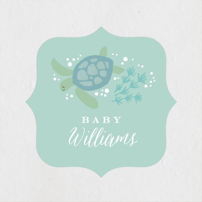 "Under The Sea" - Baby Shower Stickers in Deep Sea by Jennifer Wick - Close-Up