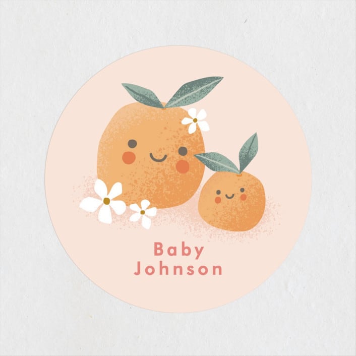 "little cutie oranges" - Baby Shower Stickers in Peach by Karidy Walker - Close-Up