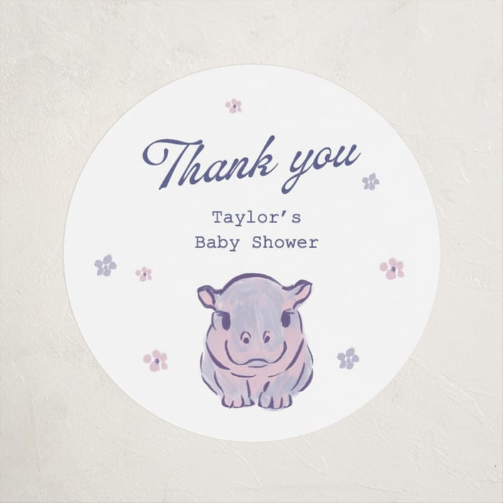 "baby hippo" - Baby Shower Stickers in Twilight Frost by Cass Loh - Close-Up