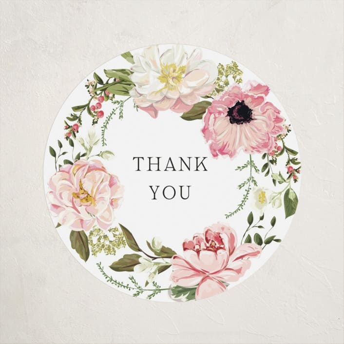 "Timeless Blooms" - Baby Shower Stickers in Peony by Susan Moyal - Close-Up
