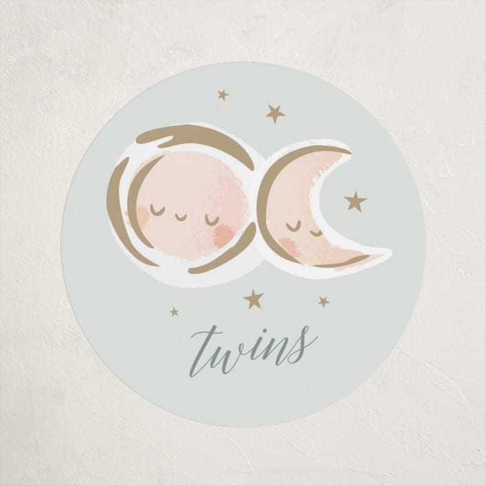 "Twin Stars" - Baby Shower Stickers in Sky by Lori Wemple - Close-Up