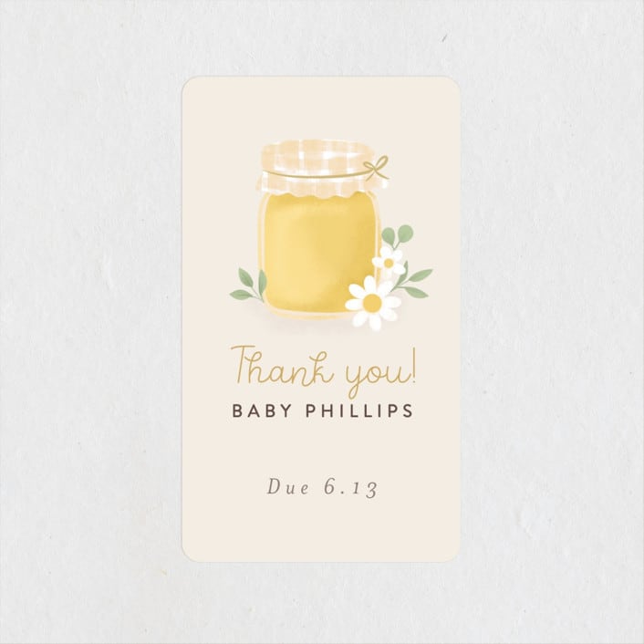 "Little Honey" - Baby Shower Stickers in Greige by Itsy Belle Studio - Close-Up